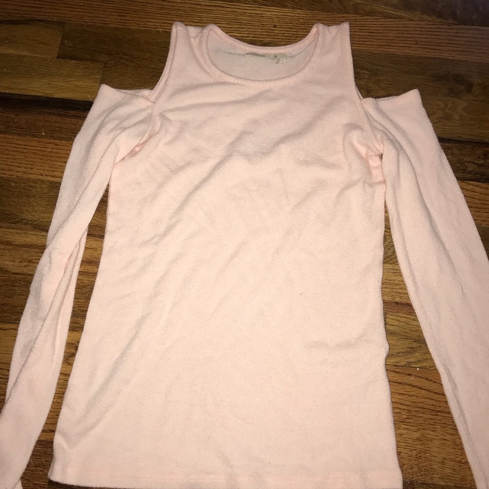 pink off the shoulder shirt